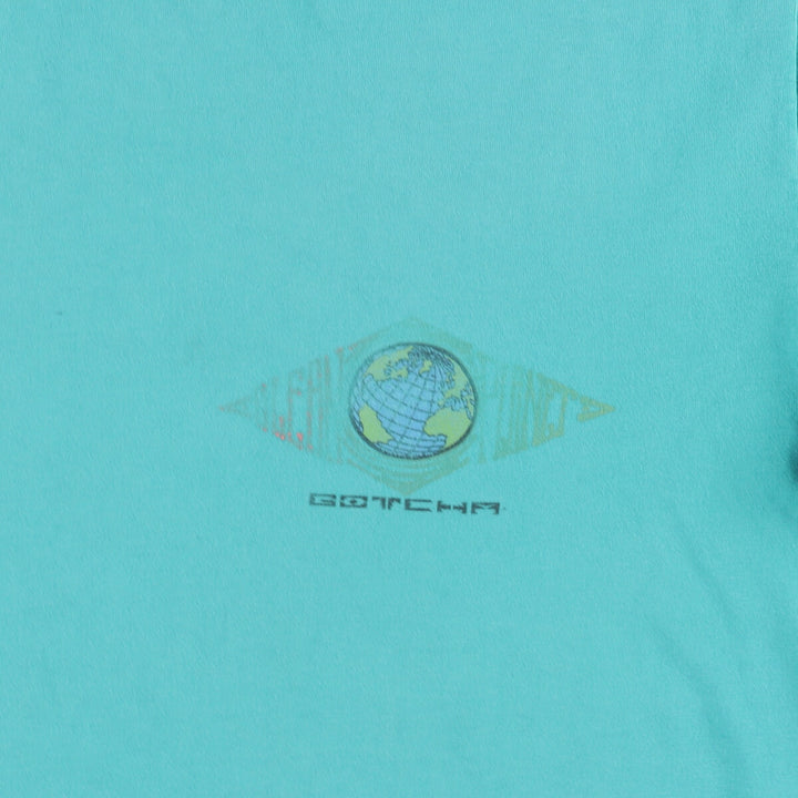 GOTCHA Surf Skate T-shirt, Men's Size M unclear Emerald green Vintage Second Hand