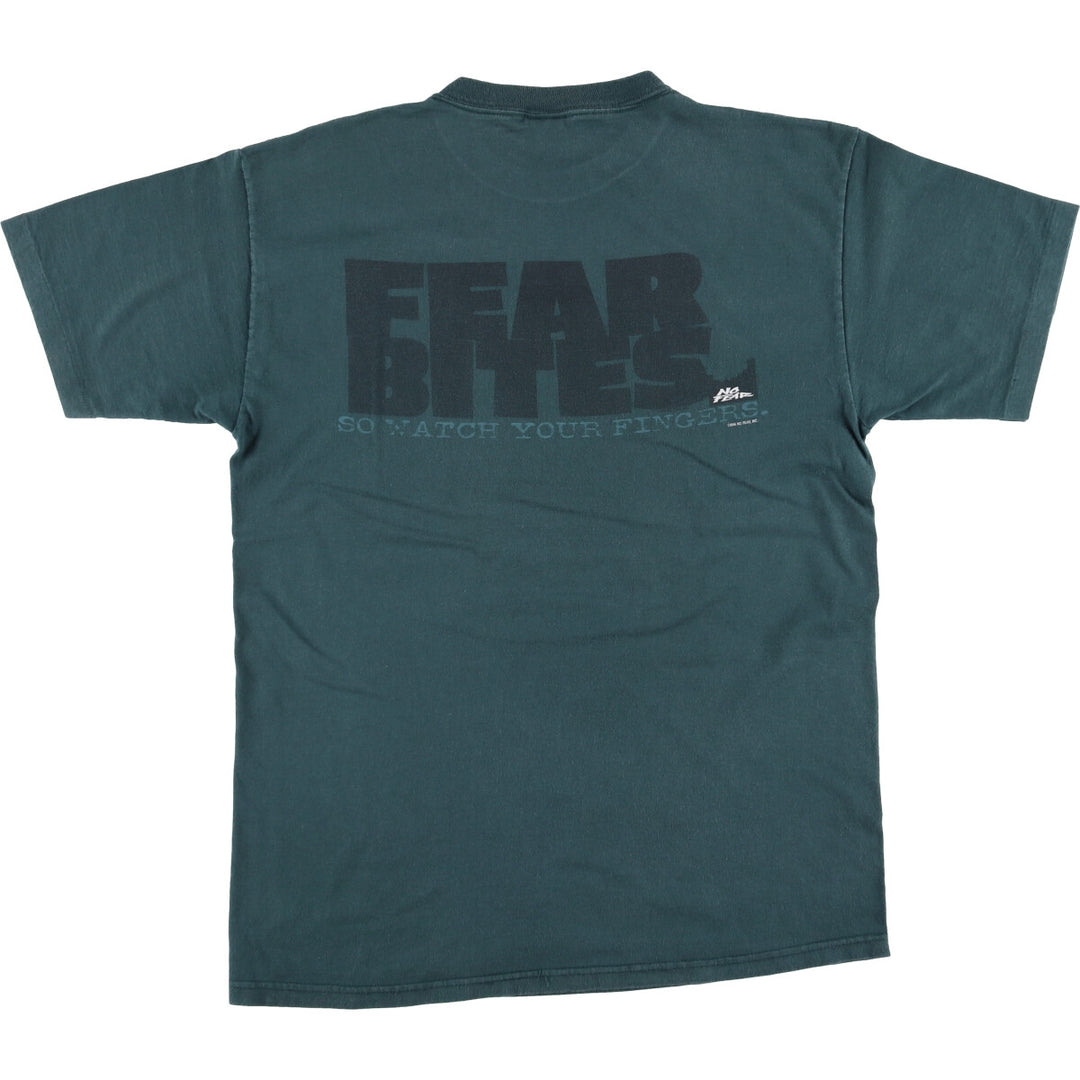 90'S NO FEAR surf skate T-shirt made in USA, men's size L, vintage cotton Green type dark green Vintage Second Hand