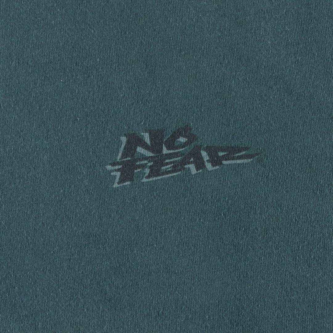 90'S NO FEAR surf skate T-shirt made in USA, men's size L, vintage cotton Green type dark green Vintage Second Hand
