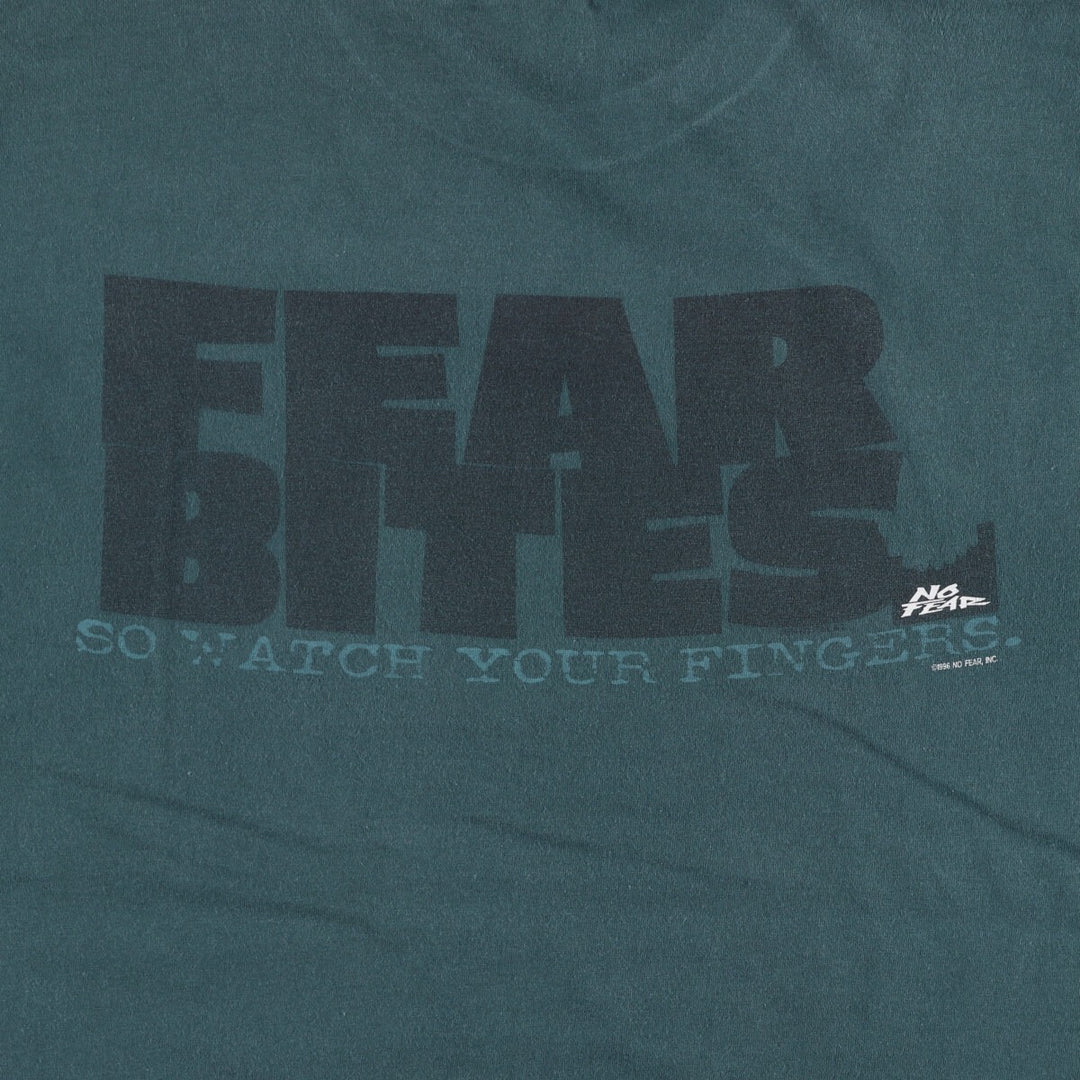 90'S NO FEAR surf skate T-shirt made in USA, men's size L, vintage cotton Green type dark green Vintage Second Hand