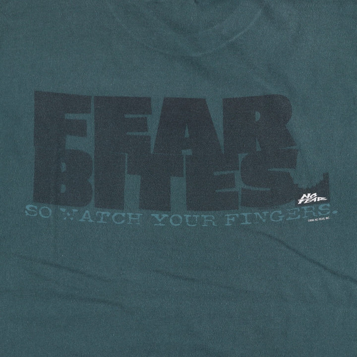 90'S NO FEAR surf skate T-shirt made in USA, men's size L, vintage cotton Green type dark green Vintage Second Hand
