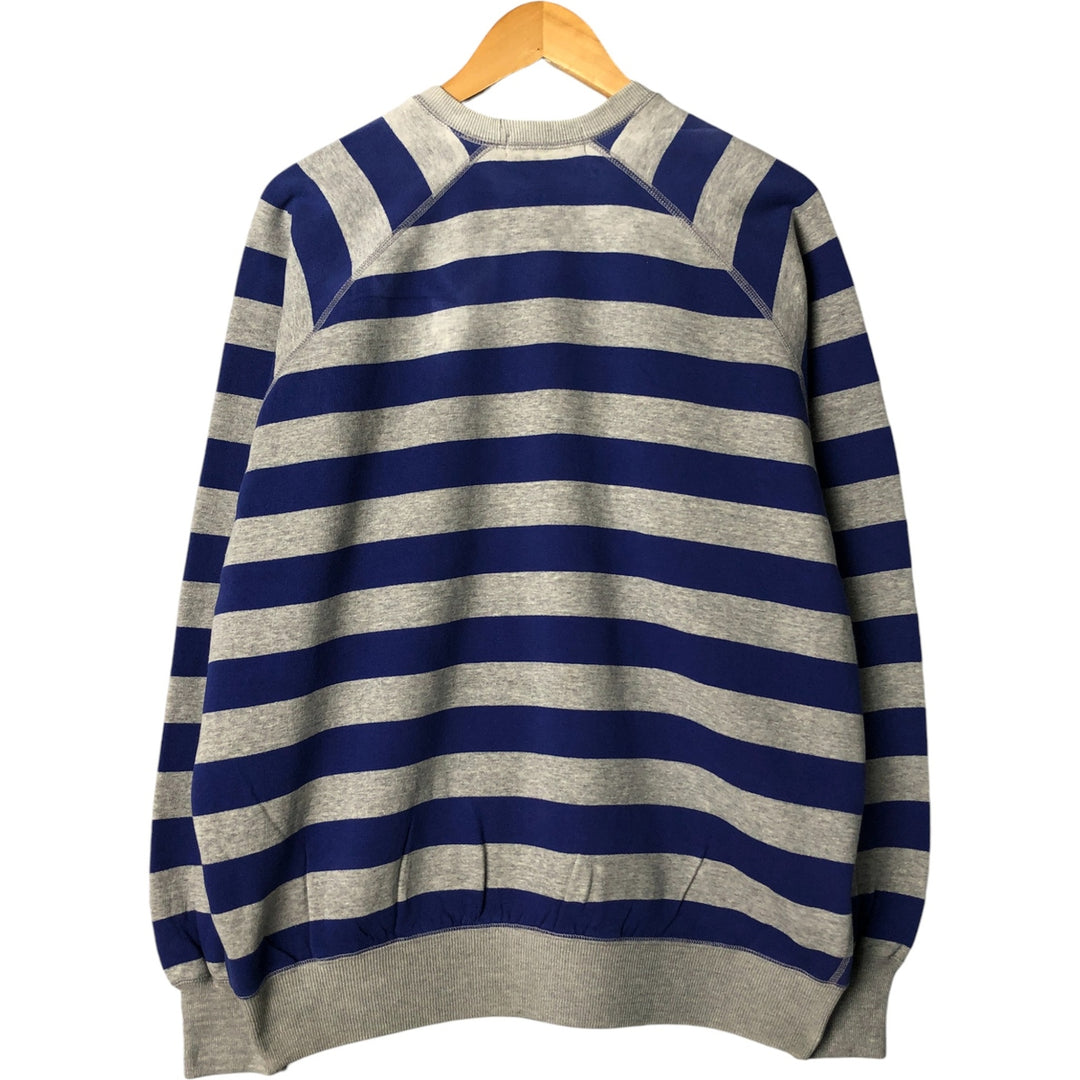 Ralph Lauren POLO by Ralph Lauren Striped Pattern One-Point Logo Sweatshirt, Men's Medium cotton gray type Vintage Second Hand
