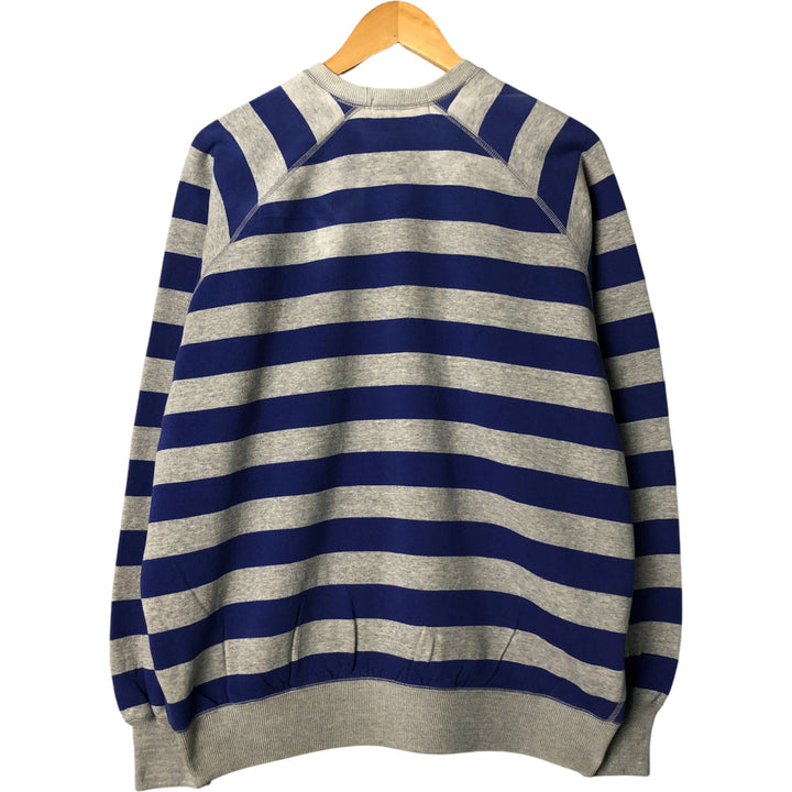 Ralph Lauren POLO by Ralph Lauren Striped Pattern One-Point Logo Sweatshirt, Men's Medium cotton gray type Vintage Second Hand