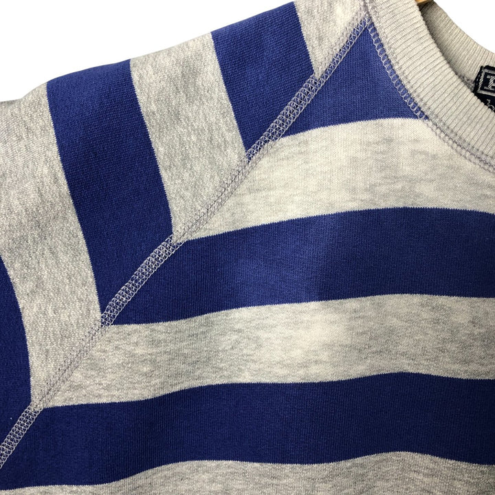 Ralph Lauren POLO by Ralph Lauren Striped Pattern One-Point Logo Sweatshirt, Men's Medium cotton gray type Vintage Second Hand