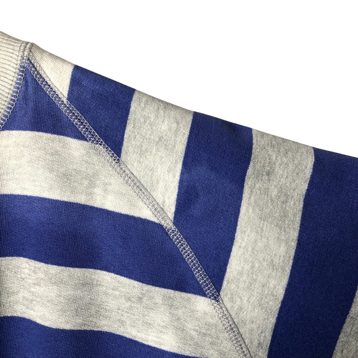 Ralph Lauren POLO by Ralph Lauren Striped Pattern One-Point Logo Sweatshirt, Men's Medium cotton gray type Vintage Second Hand