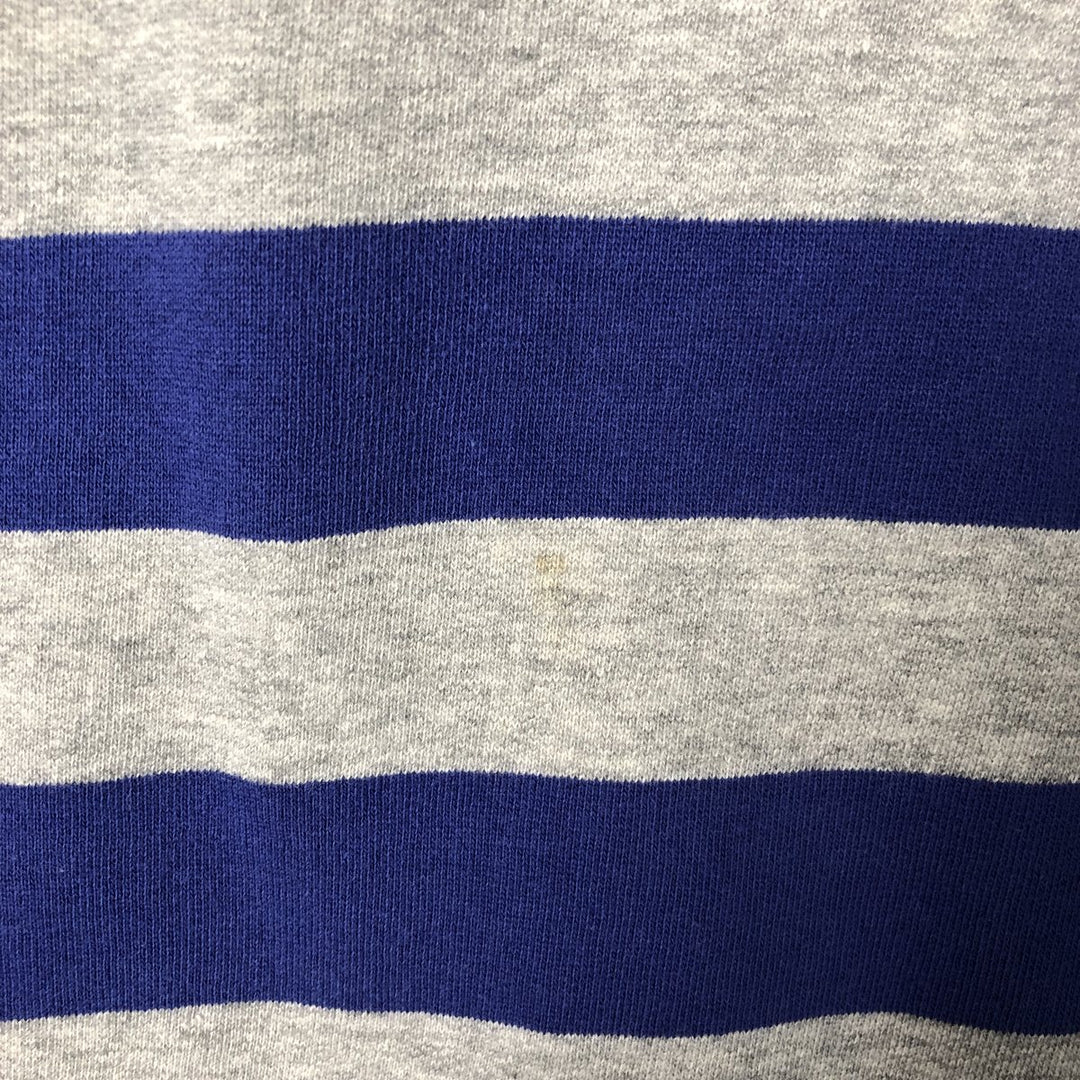Ralph Lauren POLO by Ralph Lauren Striped Pattern One-Point Logo Sweatshirt, Men's Medium cotton gray type Vintage Second Hand