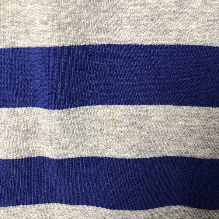 Ralph Lauren POLO by Ralph Lauren Striped Pattern One-Point Logo Sweatshirt, Men's Medium cotton gray type Vintage Second Hand