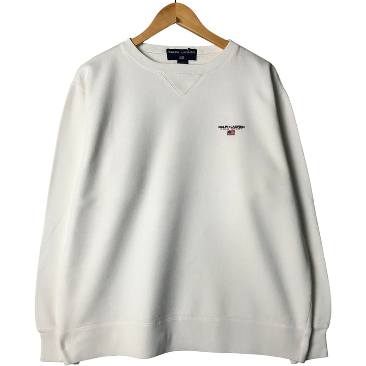 Ralph Lauren POLO SPORT One-Point Logo Sweatshirt, Men's Size L cotton white type Vintage Second Hand