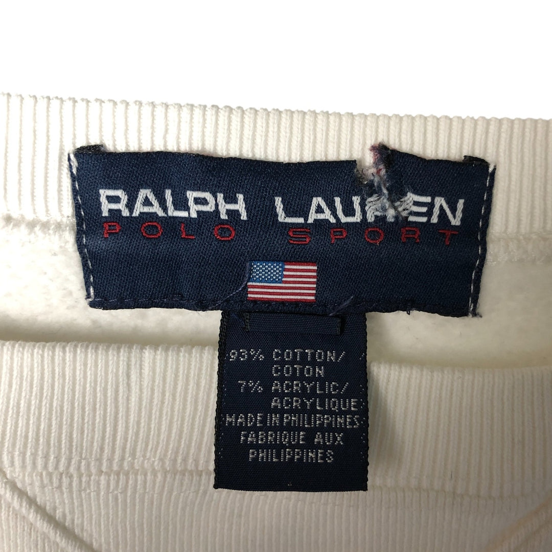 Ralph Lauren POLO SPORT One-Point Logo Sweatshirt, Men's Size L cotton white type Vintage Second Hand