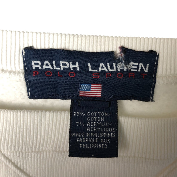 Ralph Lauren POLO SPORT One-Point Logo Sweatshirt, Men's Size L cotton white type Vintage Second Hand
