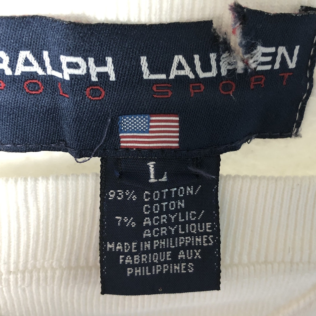Ralph Lauren POLO SPORT One-Point Logo Sweatshirt, Men's Size L cotton white type Vintage Second Hand