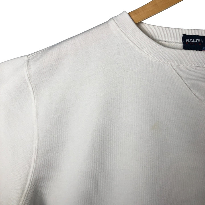 Ralph Lauren POLO SPORT One-Point Logo Sweatshirt, Men's Size L cotton white type Vintage Second Hand