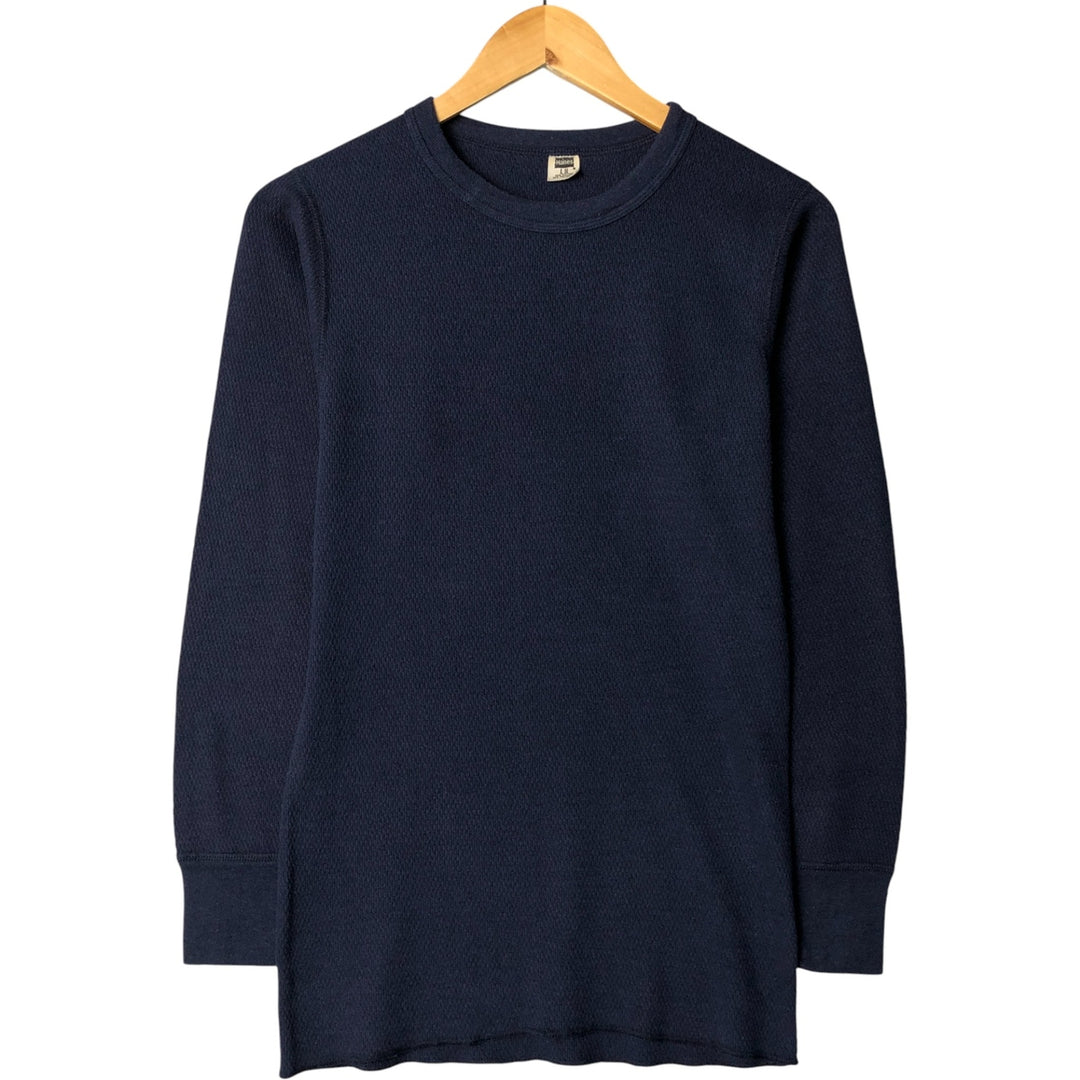 Vintage 1970'S Hanes Thermal Long T-shirt, Honeycomb, Men's Size L cotton navy blue type Vintage Second Hand