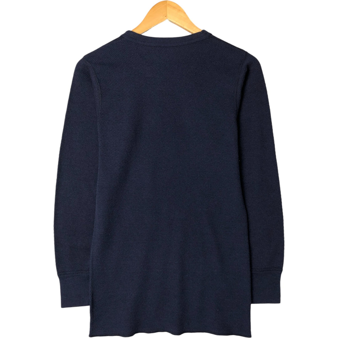 Vintage 1970'S Hanes Thermal Long T-shirt, Honeycomb, Men's Size L cotton navy blue type Vintage Second Hand