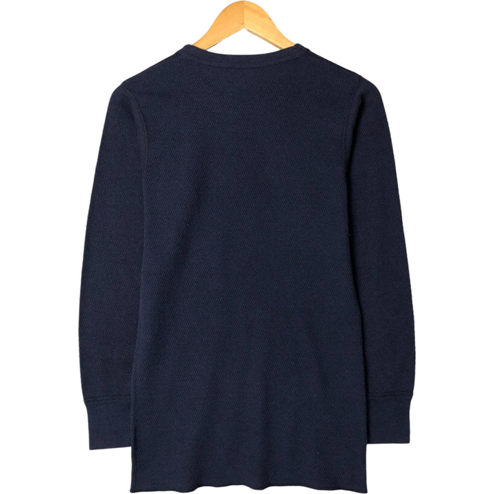 Vintage 1970'S Hanes Thermal Long T-shirt, Honeycomb, Men's Size L cotton navy blue type Vintage Second Hand