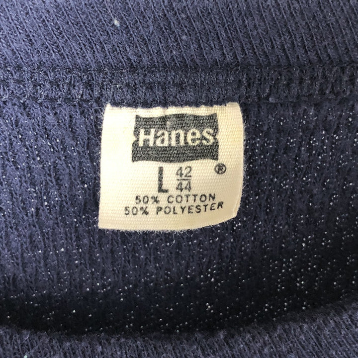 Vintage 1970'S Hanes Thermal Long T-shirt, Honeycomb, Men's Size L cotton navy blue type Vintage Second Hand
