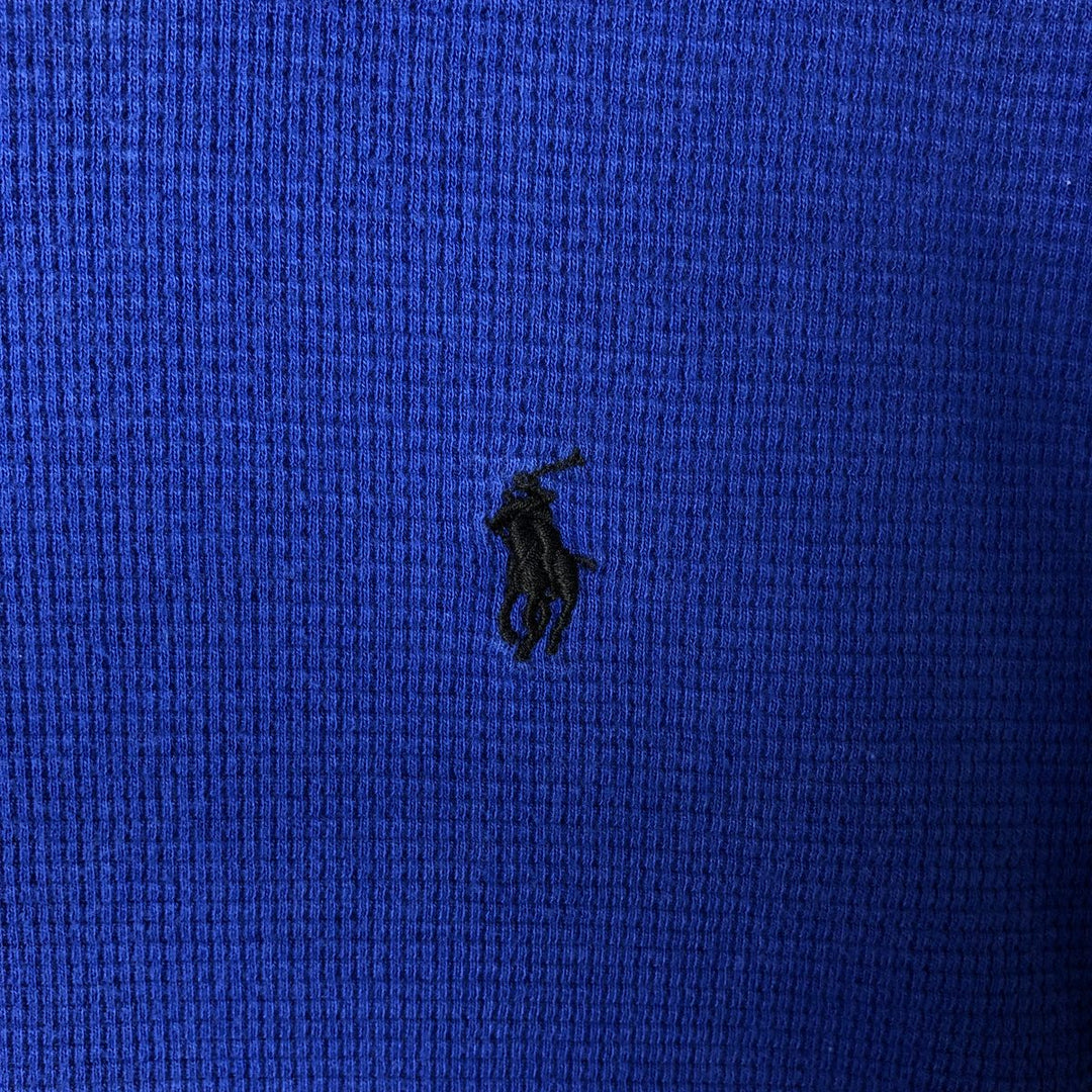 Ralph Lauren POLO RALPH LAUREN SLEEPWEAR V-neck thermal long sleeve T-shirt waffle men's L size cotton blue type Vintage Second Hand