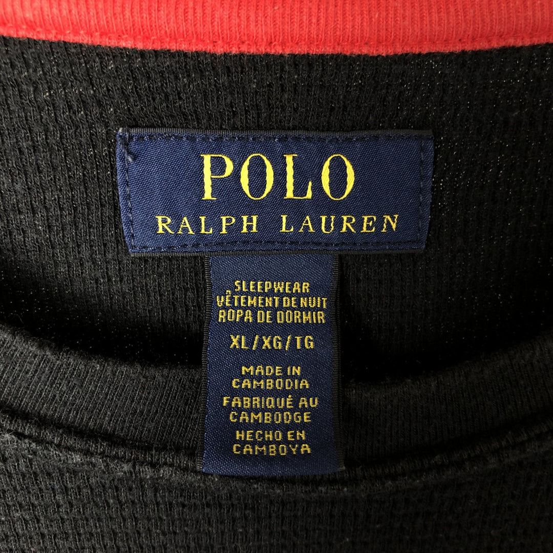 Ralph Lauren POLO RALPH LAUREN SLEEPWEAR Thermal Long T-shirt Honeycomb Men's XL cotton black type Vintage Second Hand