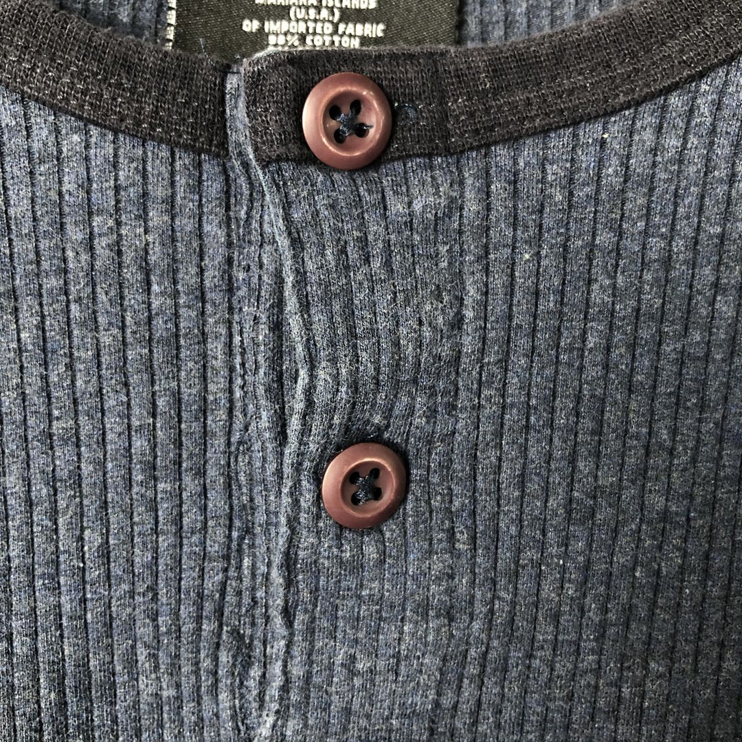 Ralph Lauren Polo Jeans Company Henley Neck Thermal Long T-Shirt, Men's Size XL cotton navy blue type Vintage Second Hand