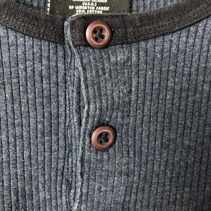 Ralph Lauren Polo Jeans Company Henley Neck Thermal Long T-Shirt, Men's Size XL cotton navy blue type Vintage Second Hand