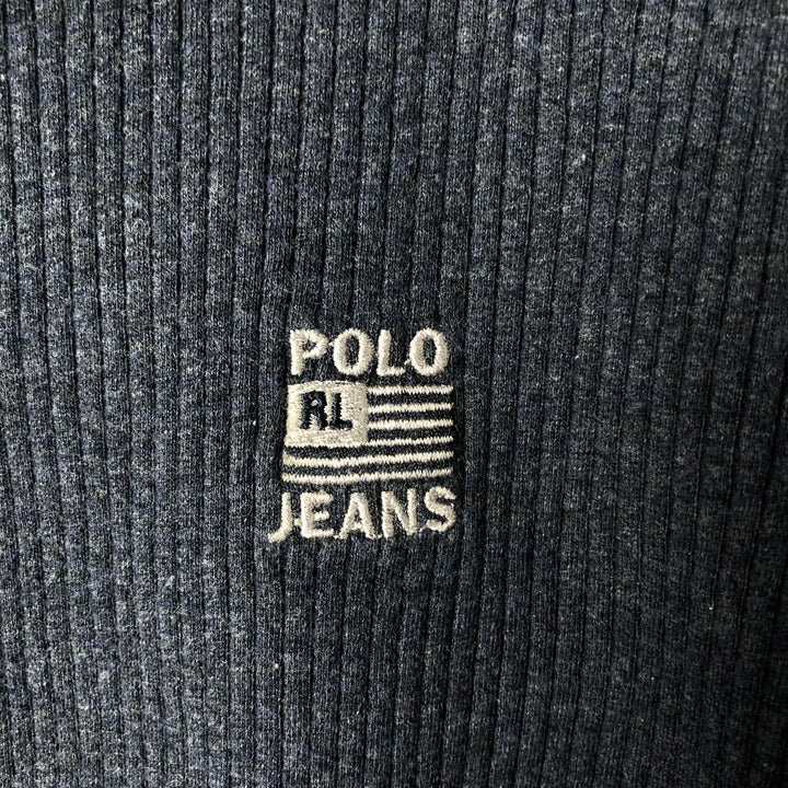 Ralph Lauren Polo Jeans Company Henley Neck Thermal Long T-Shirt, Men's Size XL cotton navy blue type Vintage Second Hand
