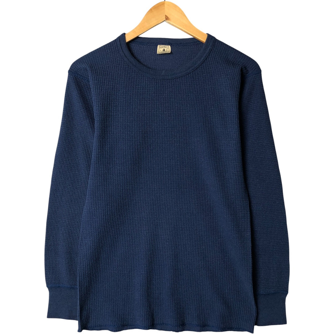 NORTHWEST Thermal Long T-Shirt, Waffle, Made in USA, Men's Size L cotton navy blue type Vintage Second Hand