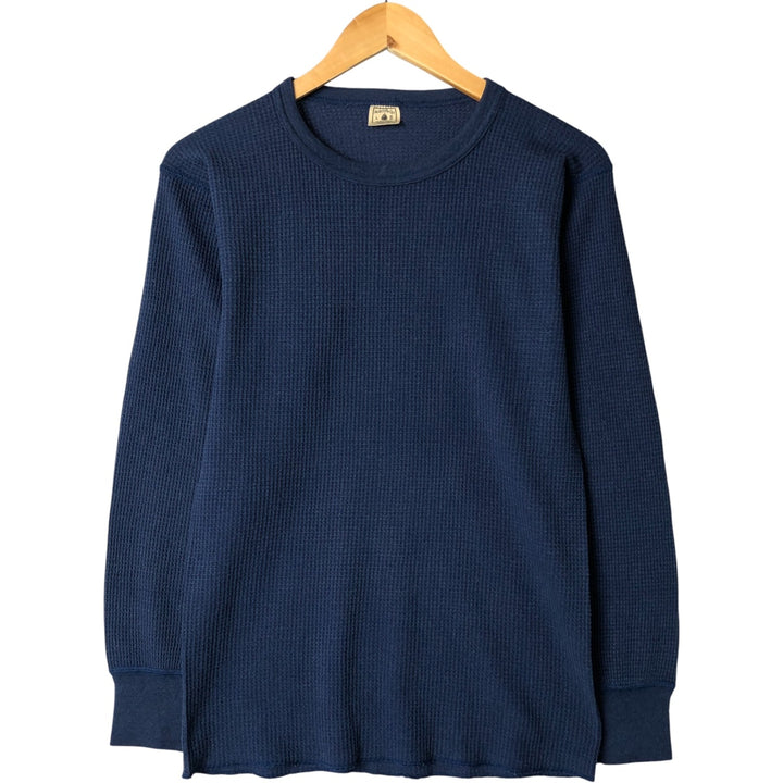 NORTHWEST Thermal Long T-Shirt, Waffle, Made in USA, Men's Size L cotton navy blue type Vintage Second Hand