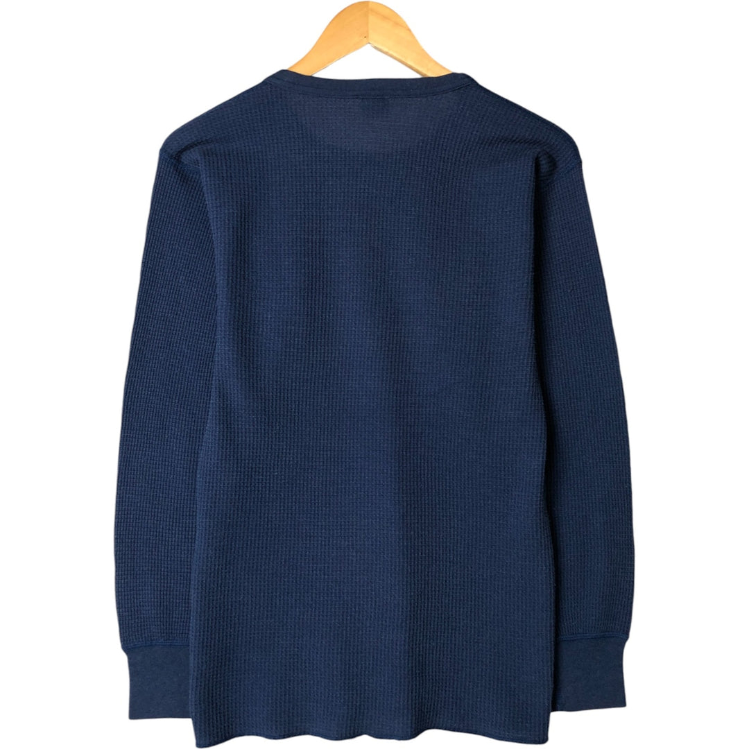 NORTHWEST Thermal Long T-Shirt, Waffle, Made in USA, Men's Size L cotton navy blue type Vintage Second Hand