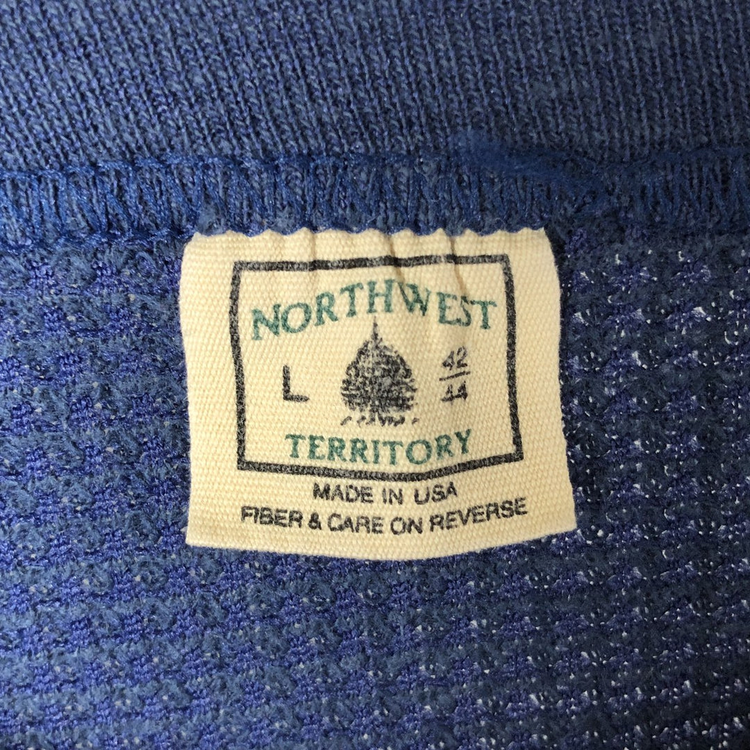 NORTHWEST Thermal Long T-Shirt, Waffle, Made in USA, Men's Size L cotton navy blue type Vintage Second Hand
