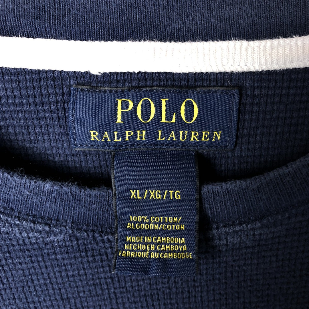 Ralph Lauren POLO RALPH LAUREN Thermal Long T-shirt Waffle Men's XL cotton navy blue type Vintage Second Hand