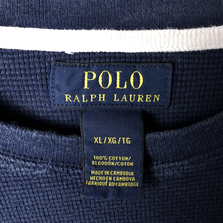 Ralph Lauren POLO RALPH LAUREN Thermal Long T-shirt Waffle Men's XL cotton navy blue type Vintage Second Hand