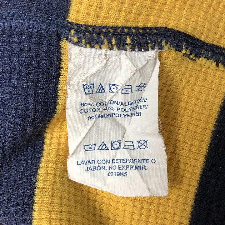Ralph Lauren POLO RALPH LAUREN SLEEPWEAR Striped Pattern Thermal Long T-Shirt, Waffle, Men's XXL cotton yellow type Vintage Second Hand