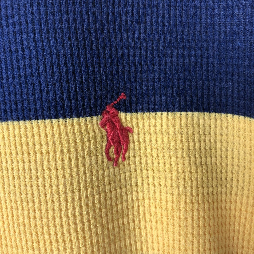 Ralph Lauren POLO RALPH LAUREN SLEEPWEAR Striped Pattern Thermal Long T-Shirt, Waffle, Men's XXL cotton yellow type Vintage Second Hand