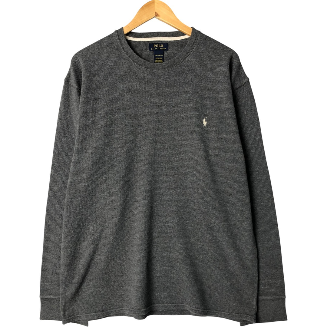 Ralph Lauren POLO RALPH LAUREN Thermal Long T-shirt Waffle Men's XXL cotton Charcoal Vintage Second Hand