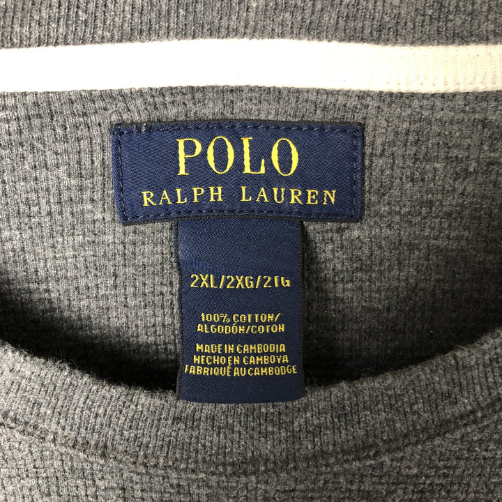 Ralph Lauren POLO RALPH LAUREN Thermal Long T-shirt Waffle Men's XXL cotton Charcoal Vintage Second Hand