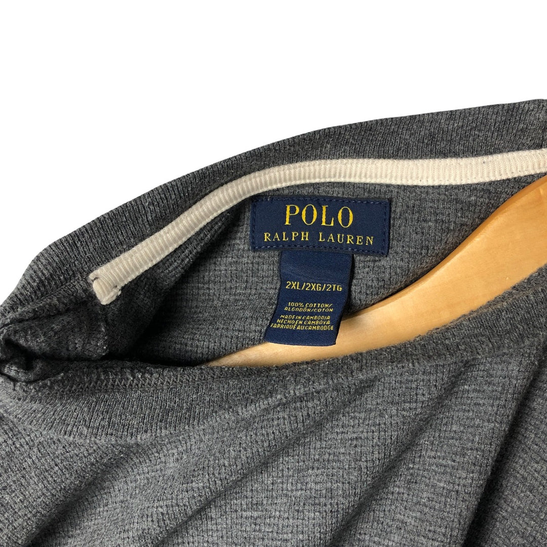 Ralph Lauren POLO RALPH LAUREN Thermal Long T-shirt Waffle Men's XXL cotton Charcoal Vintage Second Hand