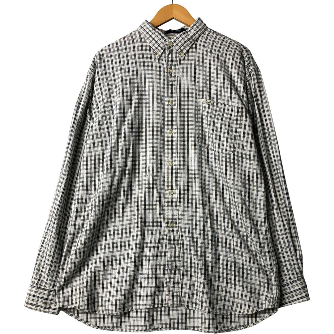 Ralph Lauren CHAPS long-sleeved button-down light flannel check shirt, men's size L cotton black type Vintage Second Hand