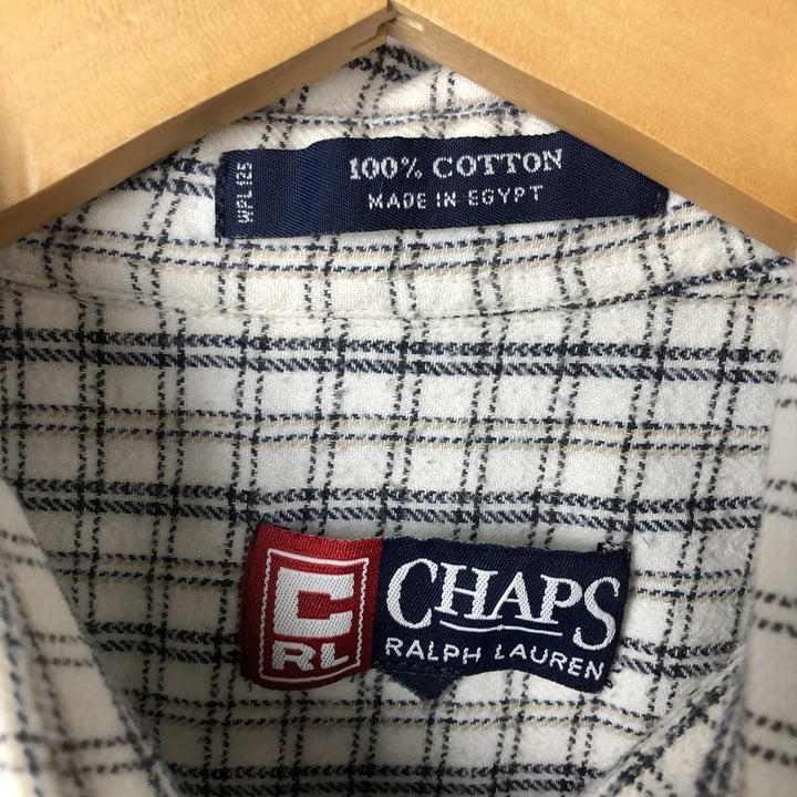 Ralph Lauren CHAPS long-sleeved button-down light flannel check shirt, men's size L cotton black type Vintage Second Hand
