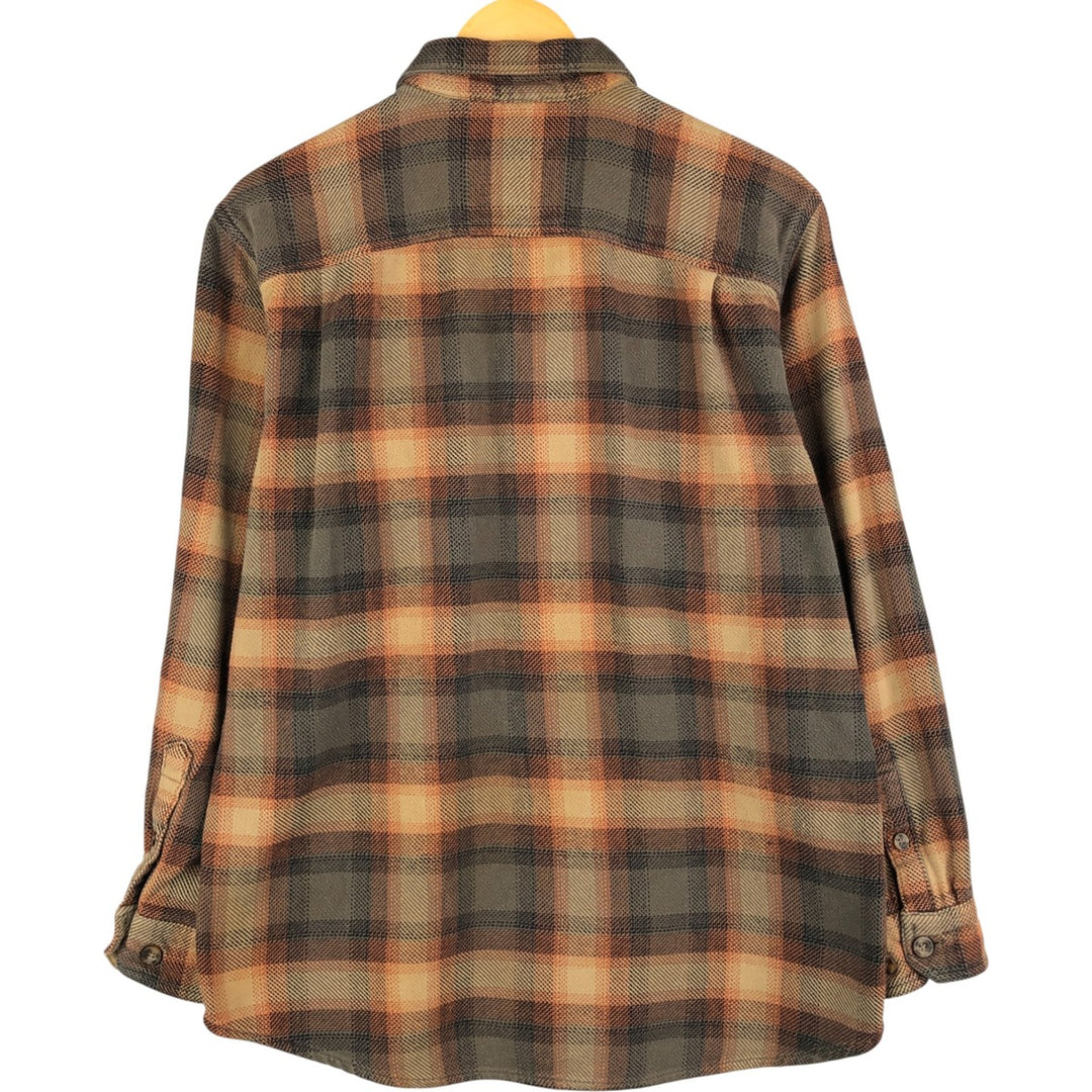 OUTDOOR LIFE Long Sleeve Heavy Flannel Check Shirt Men's Size L cotton Beige type Vintage Second Hand