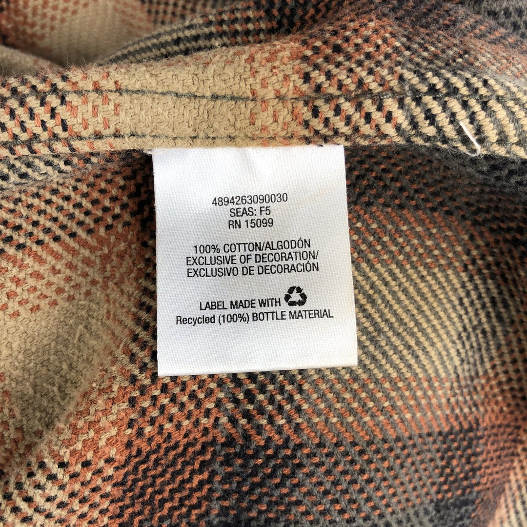 OUTDOOR LIFE Long Sleeve Heavy Flannel Check Shirt Men's Size L cotton Beige type Vintage Second Hand