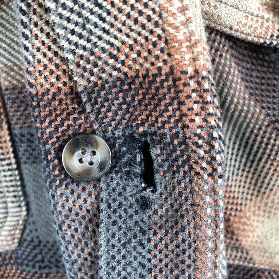 OUTDOOR LIFE Long Sleeve Heavy Flannel Check Shirt Men's Size L cotton Beige type Vintage Second Hand