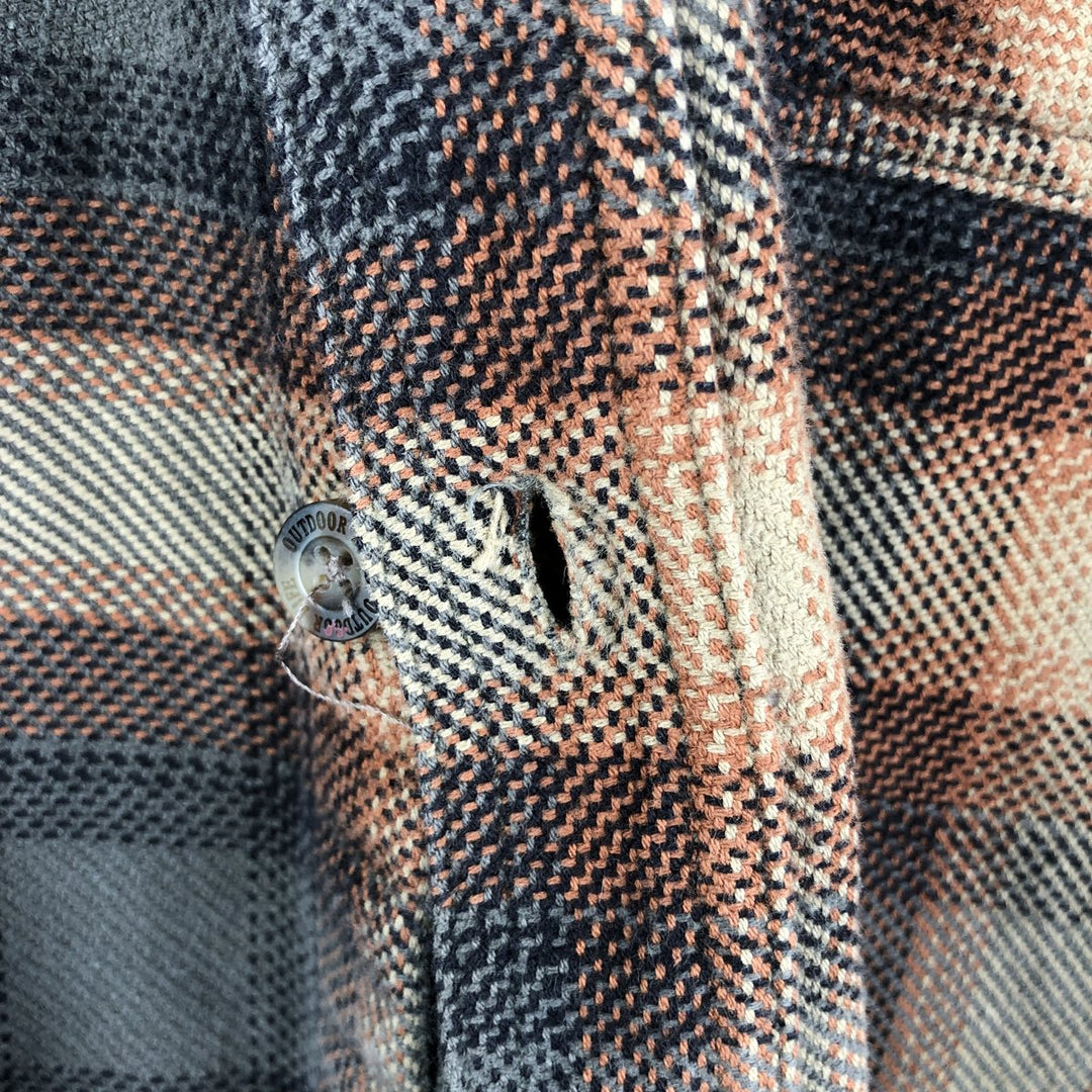 OUTDOOR LIFE Long Sleeve Heavy Flannel Check Shirt Men's Size L cotton Beige type Vintage Second Hand