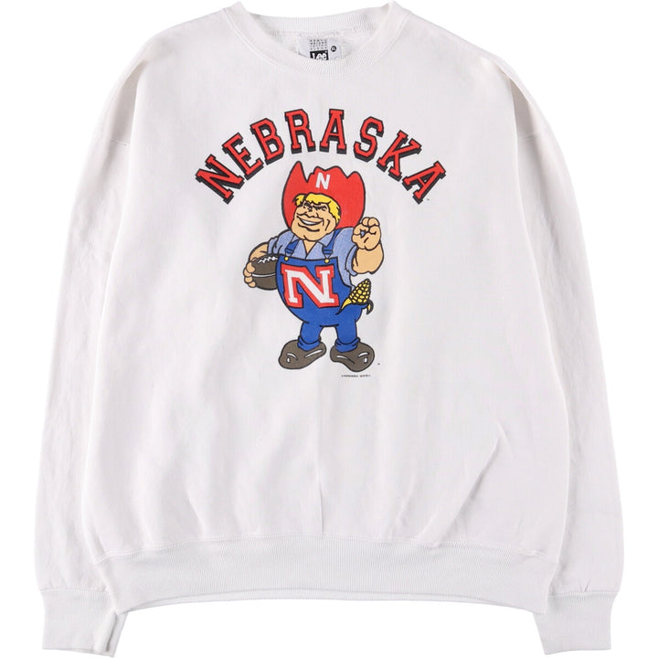 Vintage 90'S Lee College Character Sweatshirt, Made in USA, Men's Size XL cotton white type Vintage Second Hand