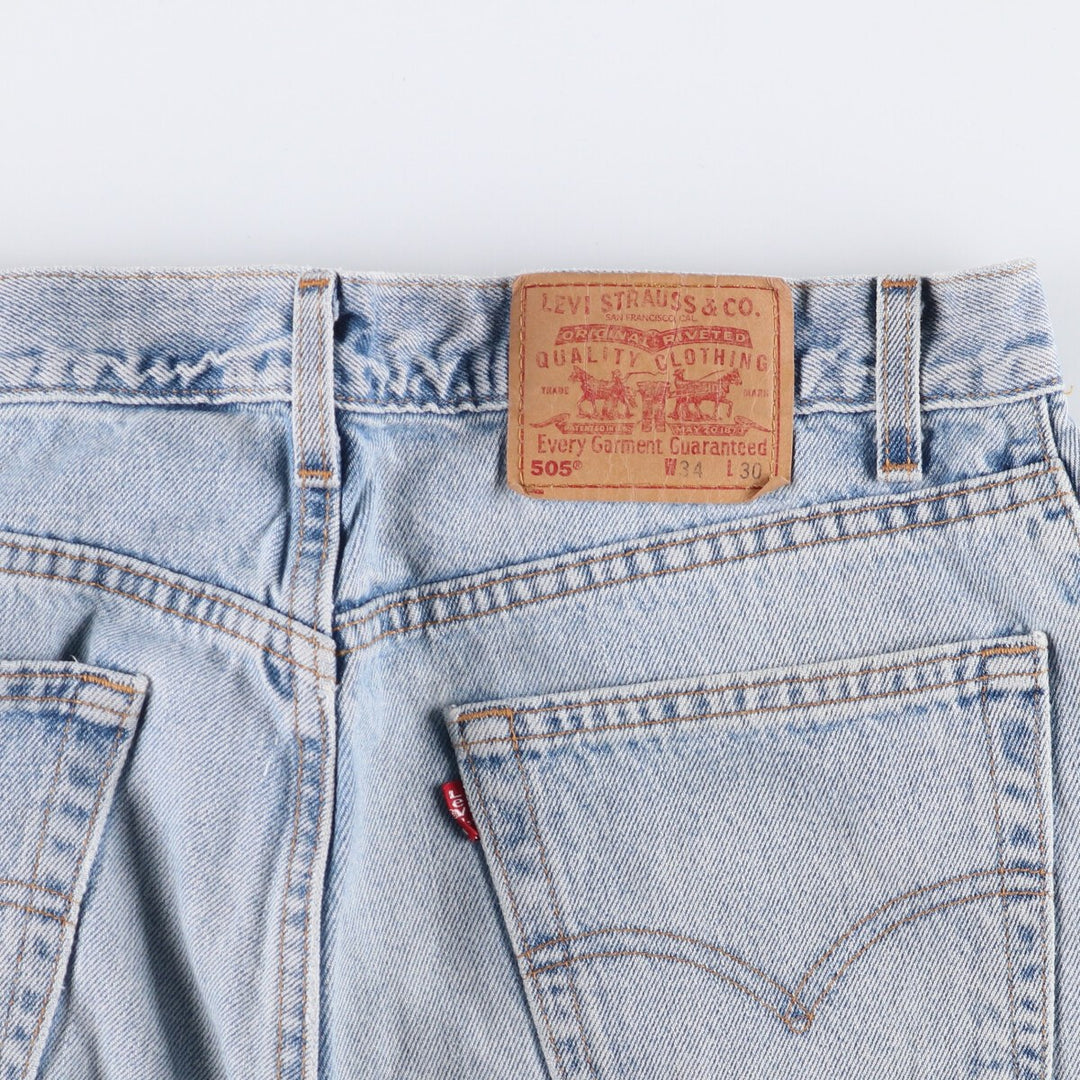 00'S Levi's 505 REGULAR FIT STRAIGHT LEG tapered denim pants made in USA, men's size w34 cotton Blue type light blue Vintage Second Hand