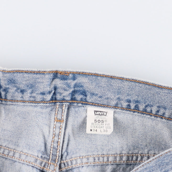 00'S Levi's 505 REGULAR FIT STRAIGHT LEG tapered denim pants made in USA, men's size w34 cotton Blue type light blue Vintage Second Hand