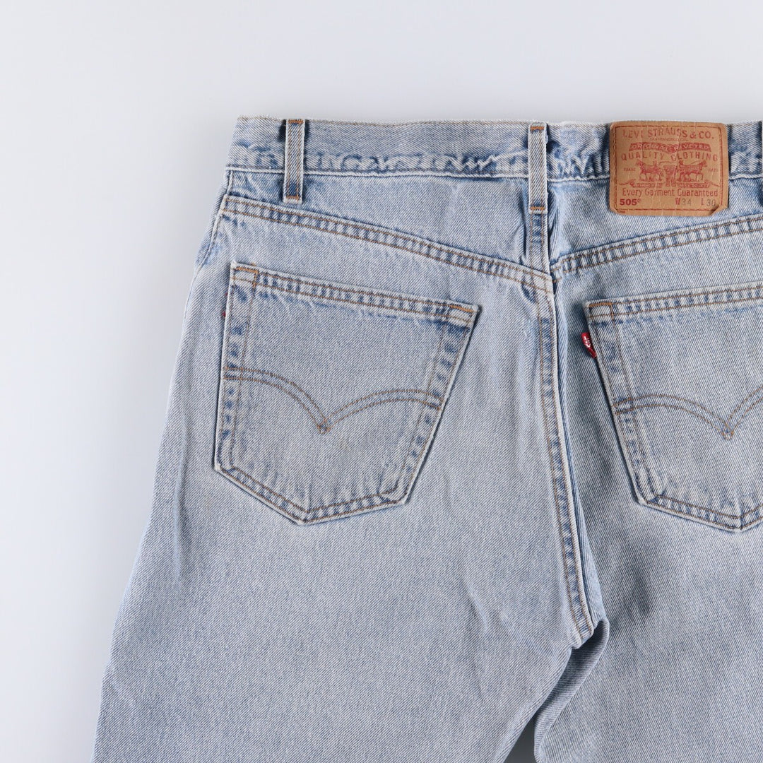 00'S Levi's 505 REGULAR FIT STRAIGHT LEG tapered denim pants made in USA, men's size w34 cotton Blue type light blue Vintage Second Hand