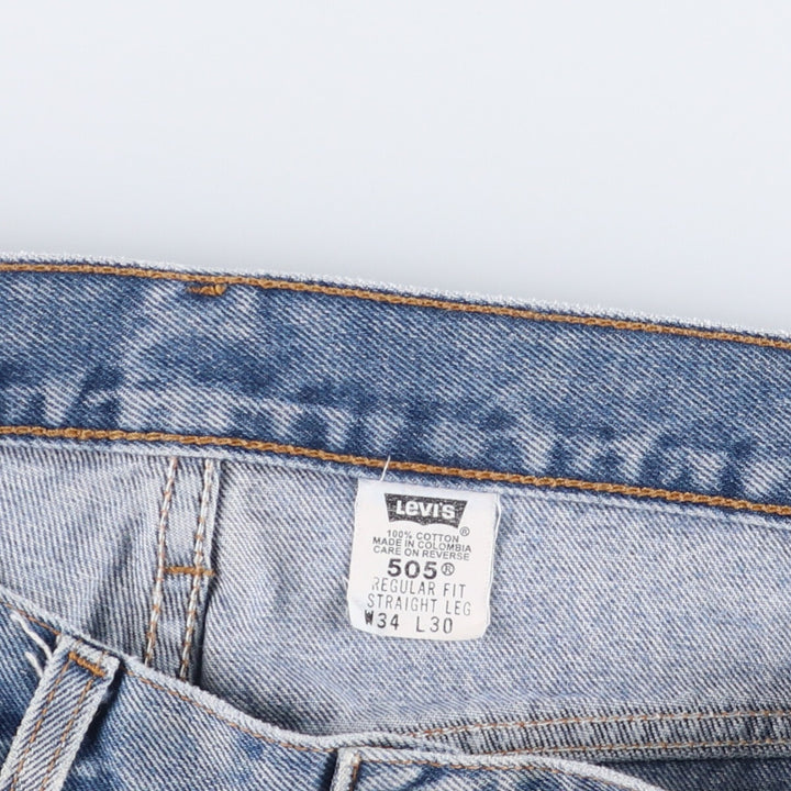 00'S Levi's 505 REGULAR FIT STRAIGHT LEG tapered denim pants for men, size w34 cotton blue type Vintage Second Hand