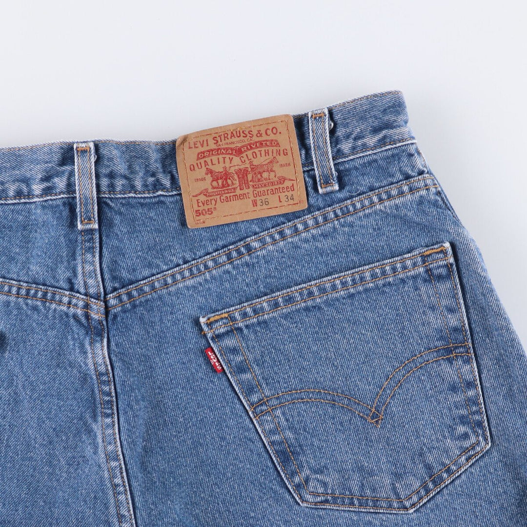 00'S Levi's 505 REGULAR FIT STRAIGHT LEG tapered denim pants for men, size w36 cotton blue type Vintage Second Hand