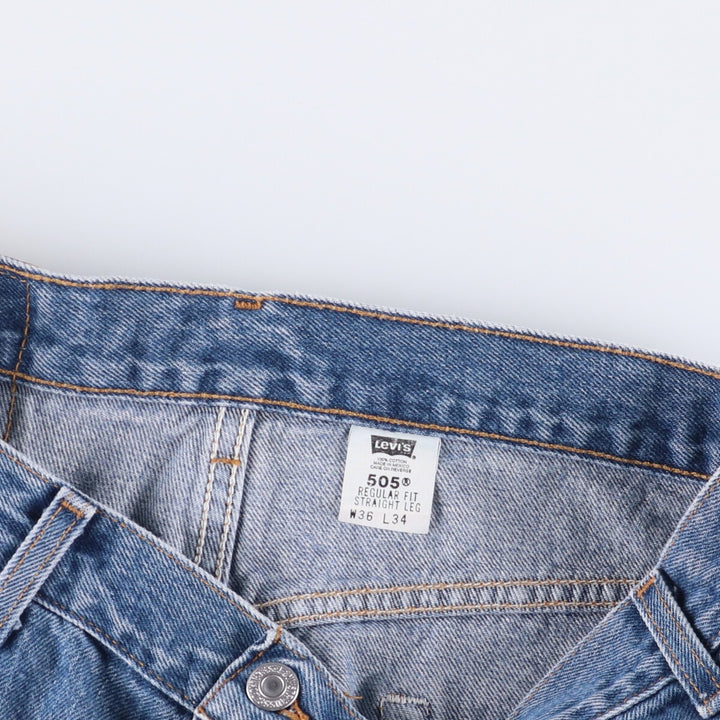 00'S Levi's 505 REGULAR FIT STRAIGHT LEG tapered denim pants for men, size w36 cotton blue type Vintage Second Hand