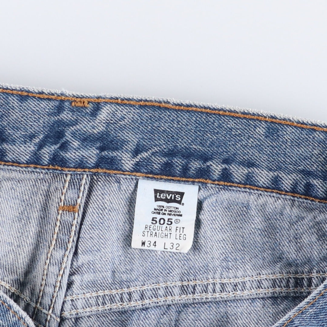 00'S Levi's 505 REGULAR FIT STRAIGHT LEG tapered denim pants for men, size w33 cotton blue type Vintage Second Hand